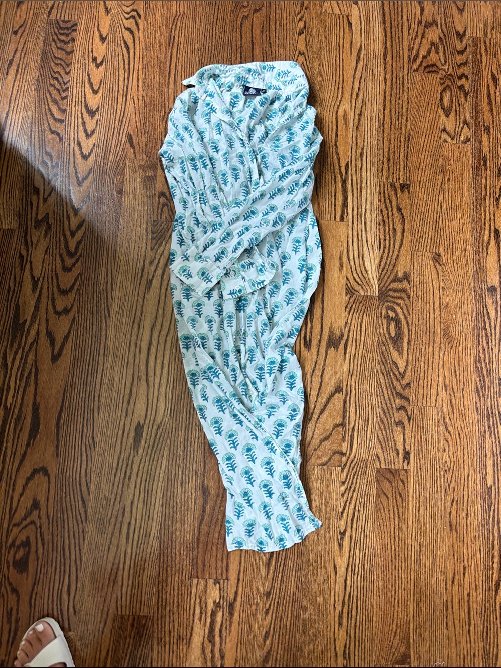 Printed button down Maxi or cover up Dress block print